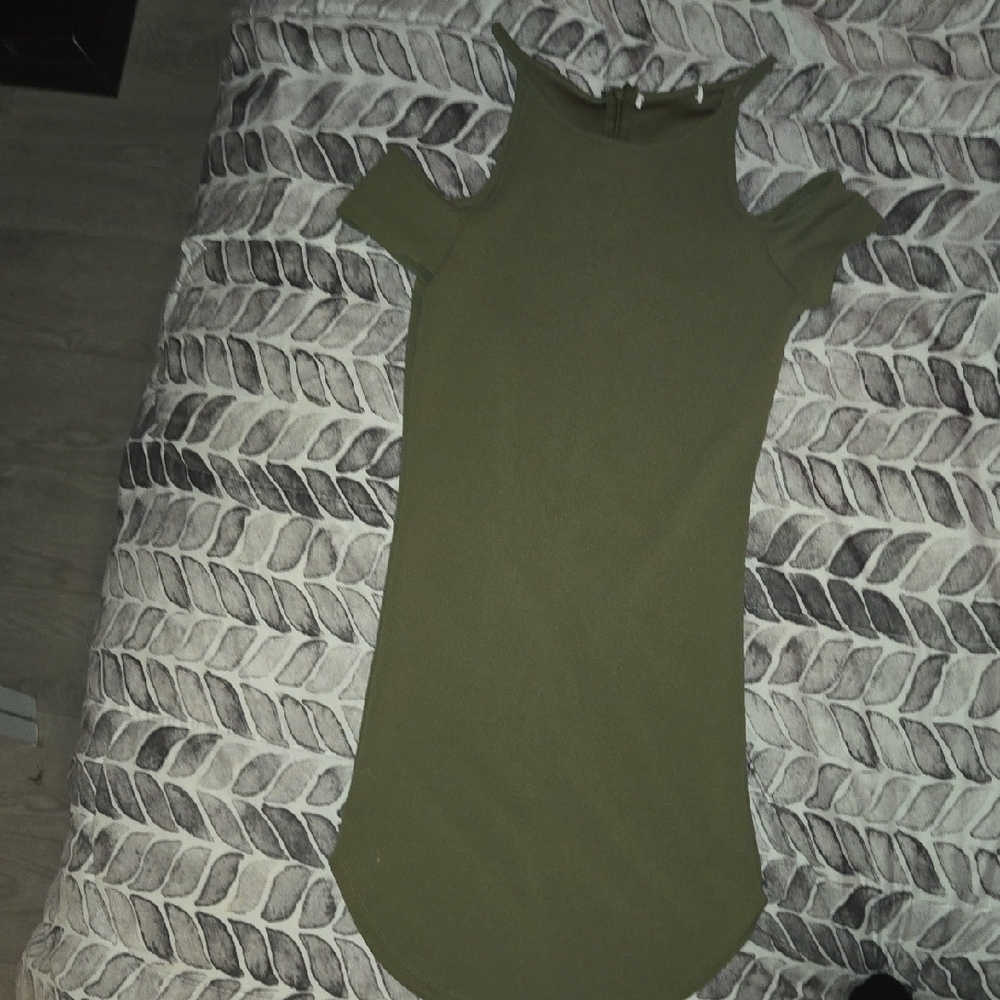 Olive Green Women's Cold Shoulder Dress
